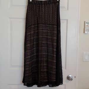 Angie Black and cream maxi lace skirt